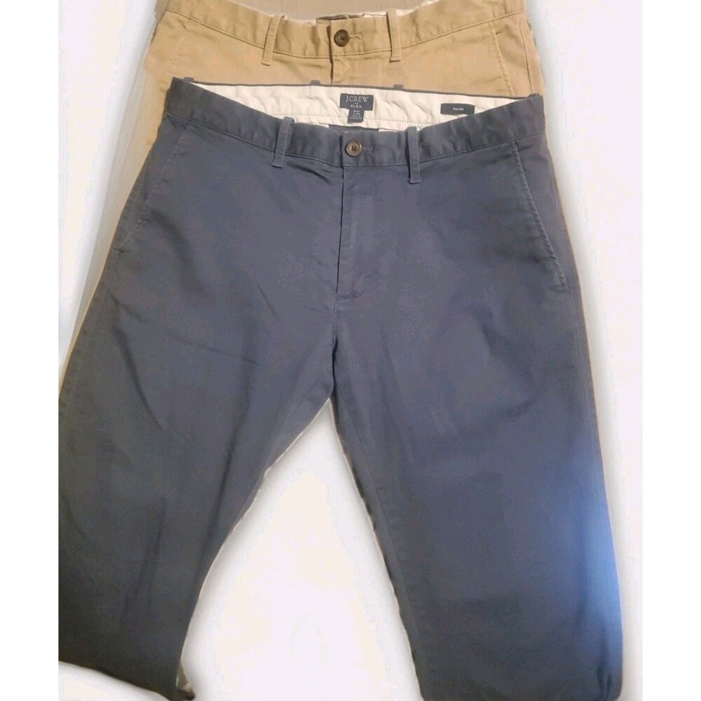 J.Crew Factory Lot Of 2 Flex Slim Fit Chino Khaki /Blue JCrew Pants 31 X 32